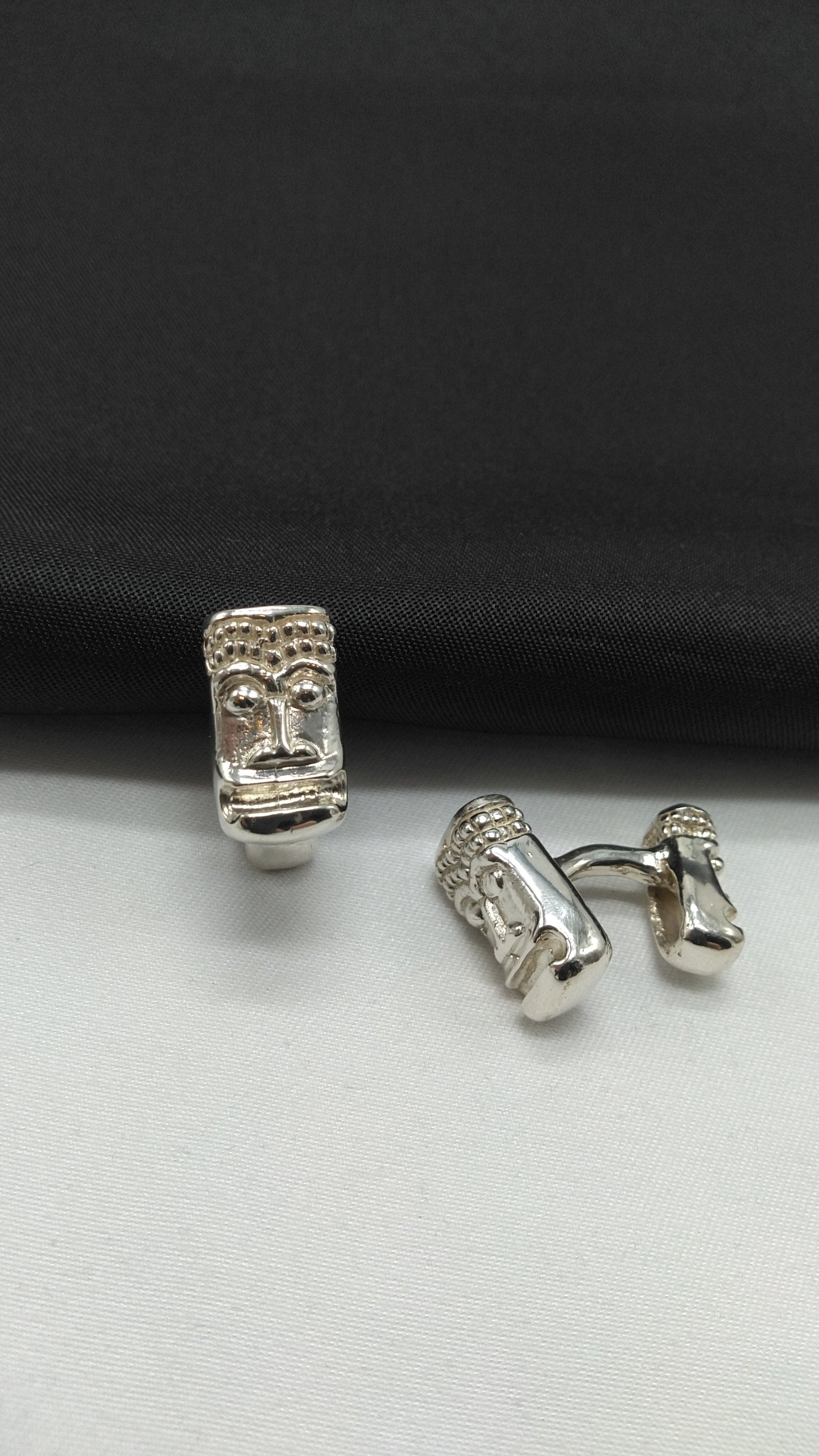 Double Tiki Silver Cufflinks
