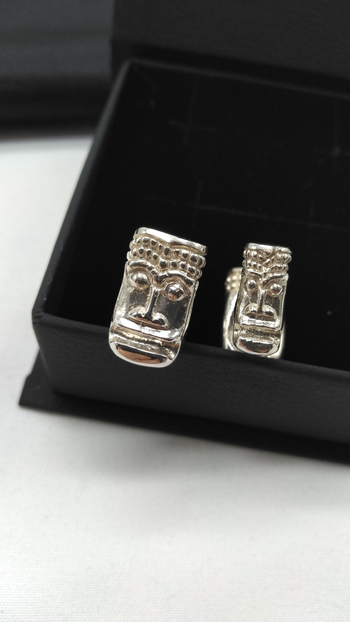 Double Tiki Silver Cufflinks