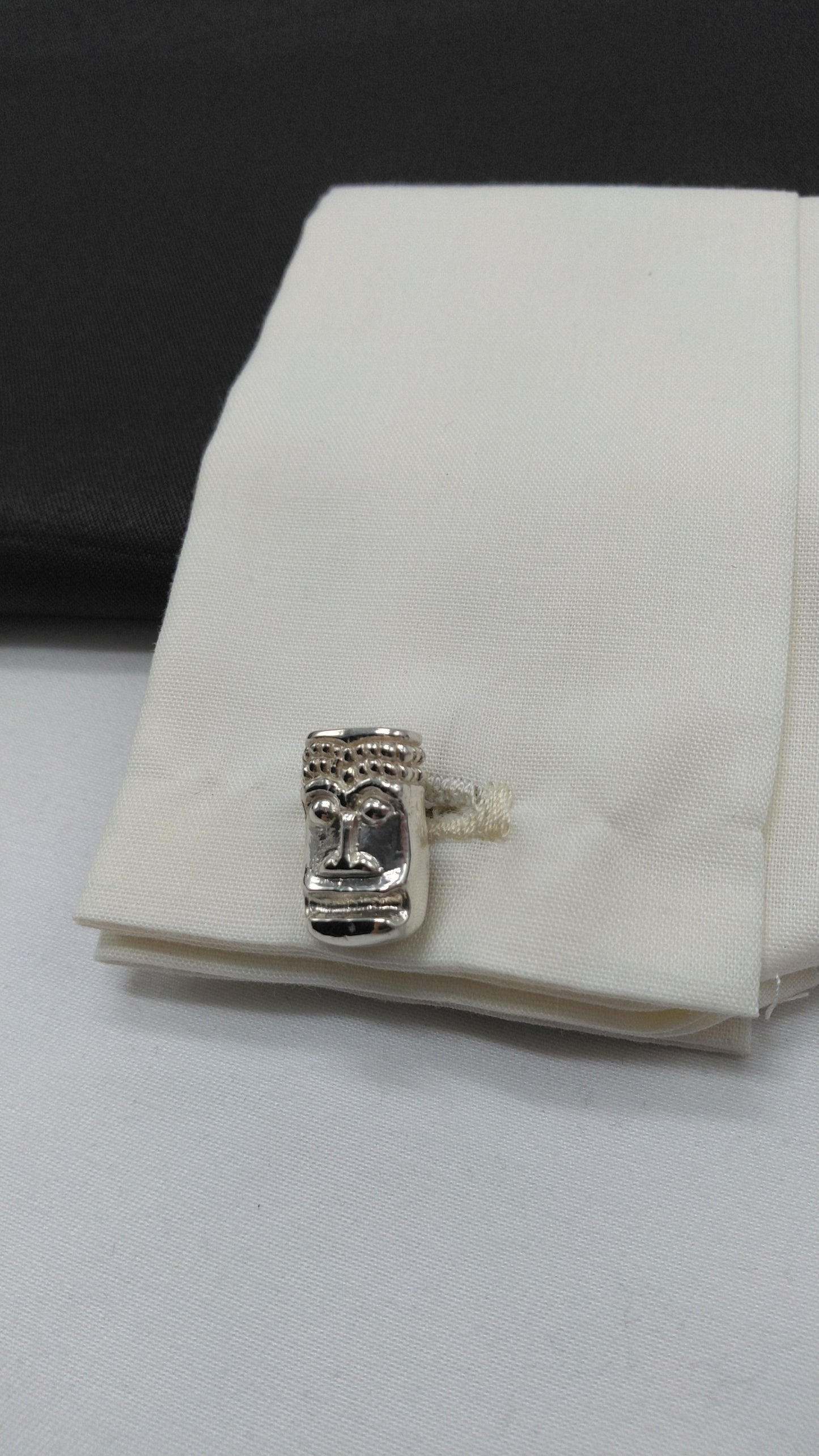 Double Tiki Silver Cufflinks