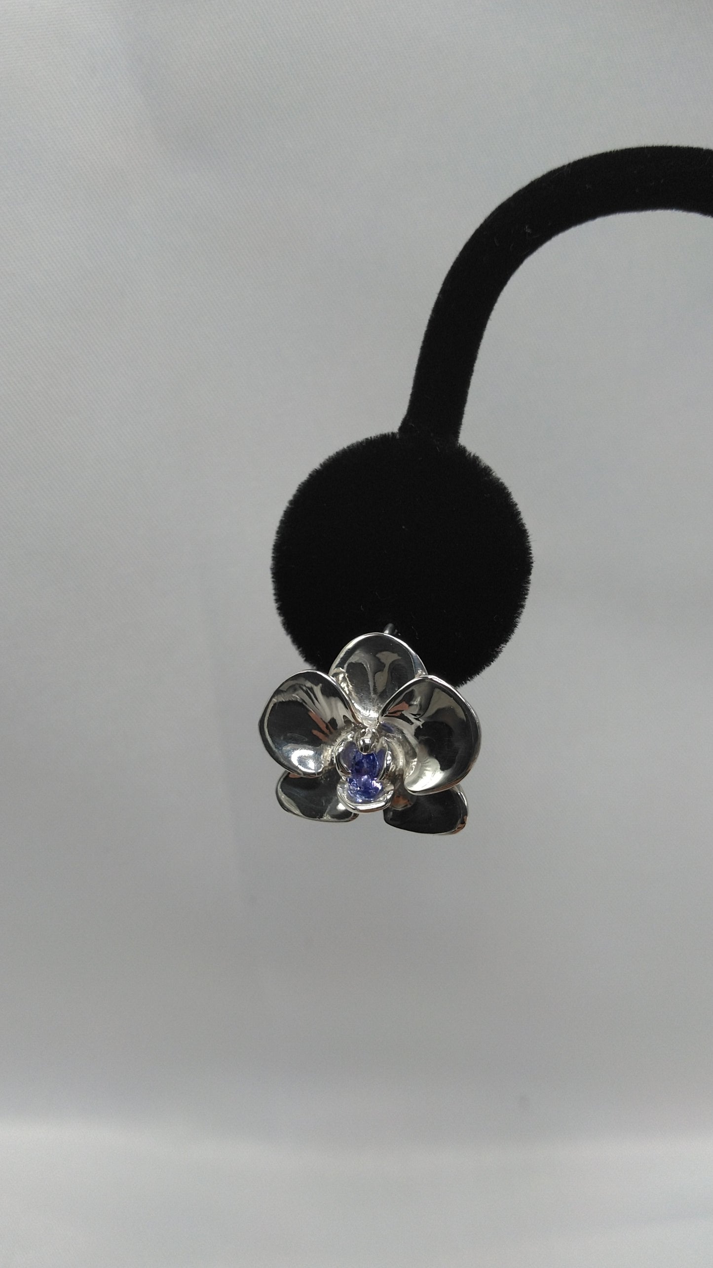 Medium Sterling Silver Orchid Earrings with Tanzanite