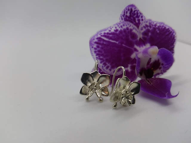 Orchid Dangle Earrings in Silver