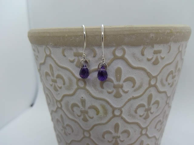 Amethyst Briolette and Silver Earrings