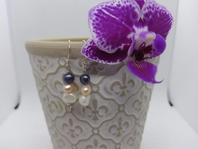 3 Pearl & Silver Earrings