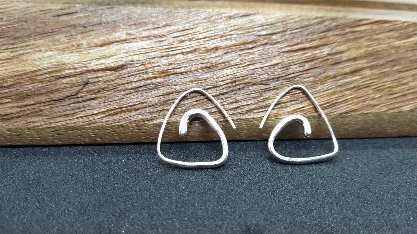 Triangle Spiral Earrings in Silver