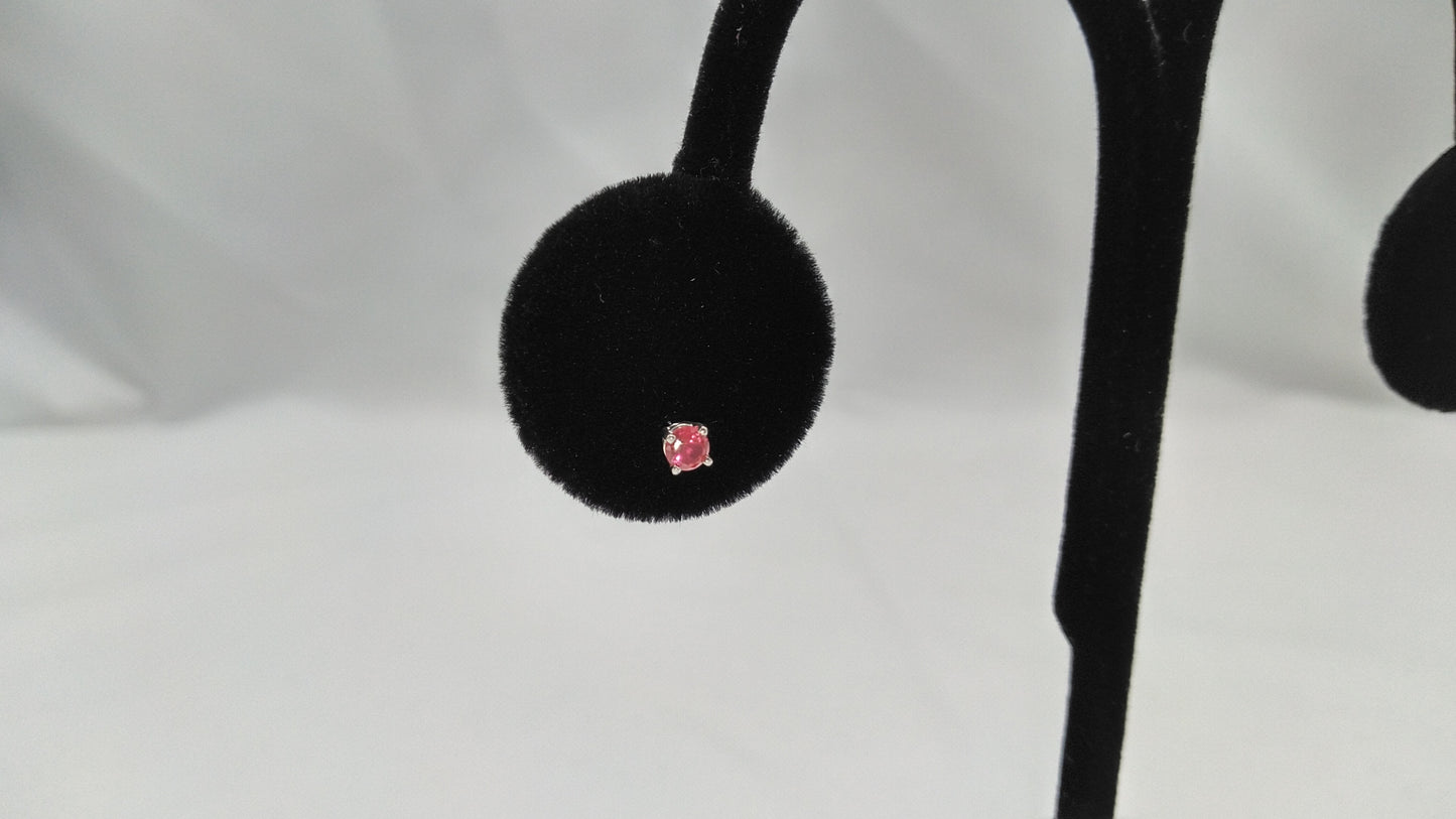 Created Ruby Round 3mm Silver Studs