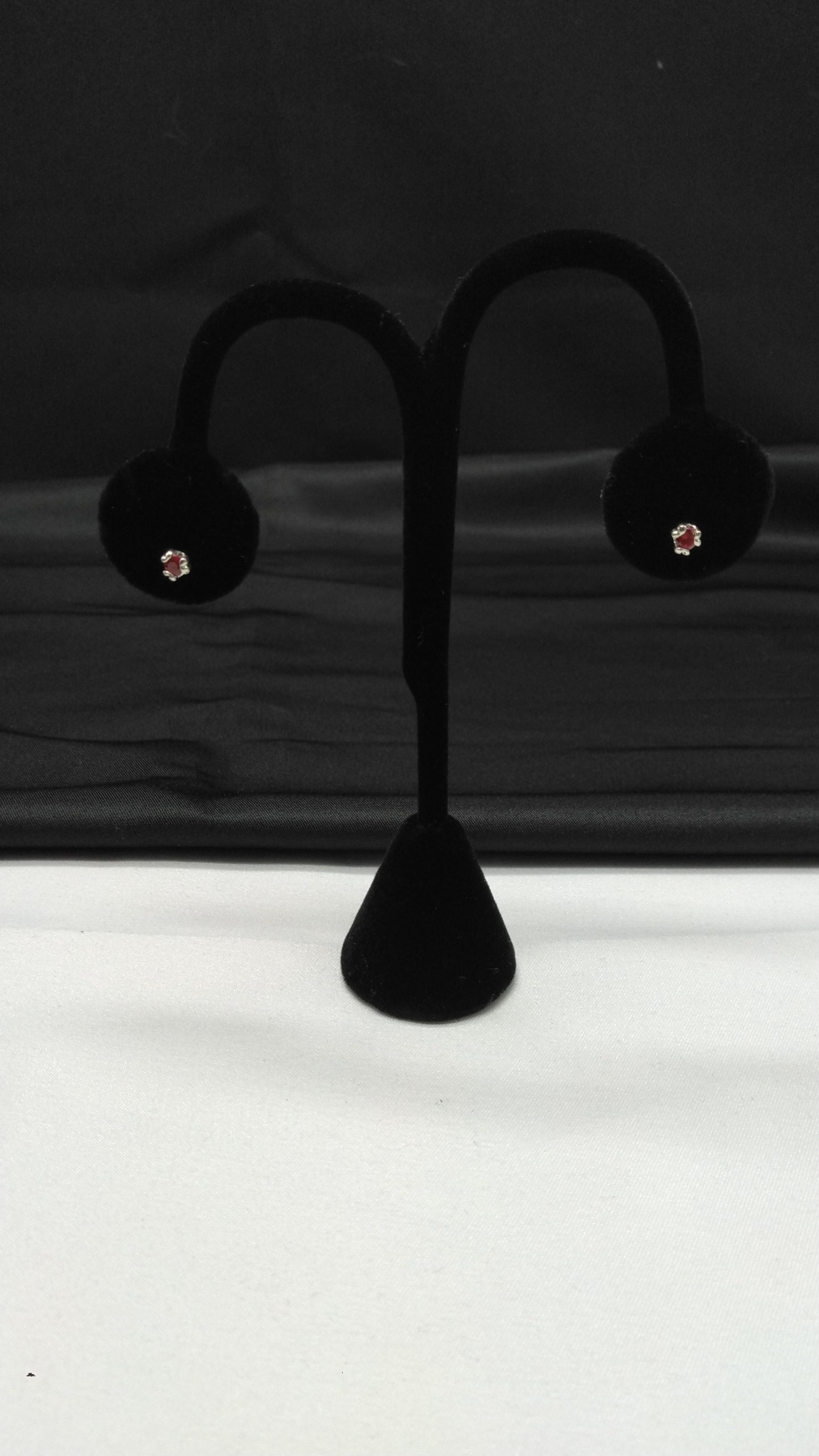 Twin Prong Created Ruby Studs in Silver
