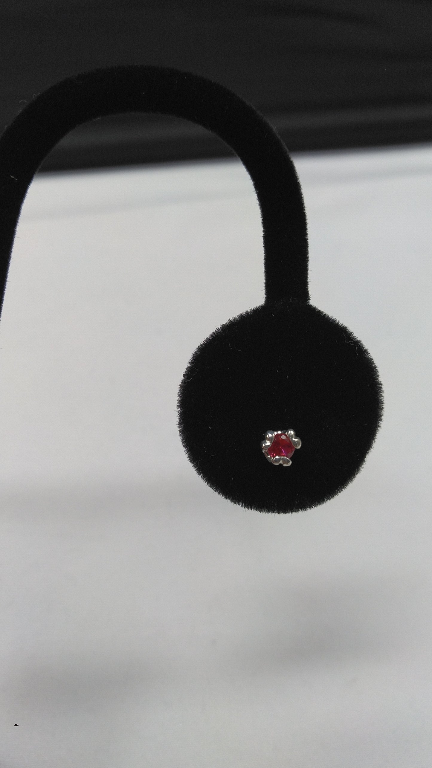 Twin Prong Created Ruby Studs in Silver