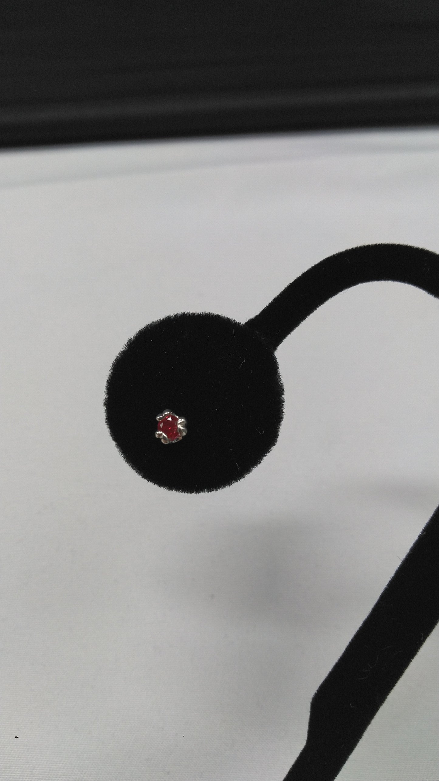Twin Prong Created Ruby Studs in Silver