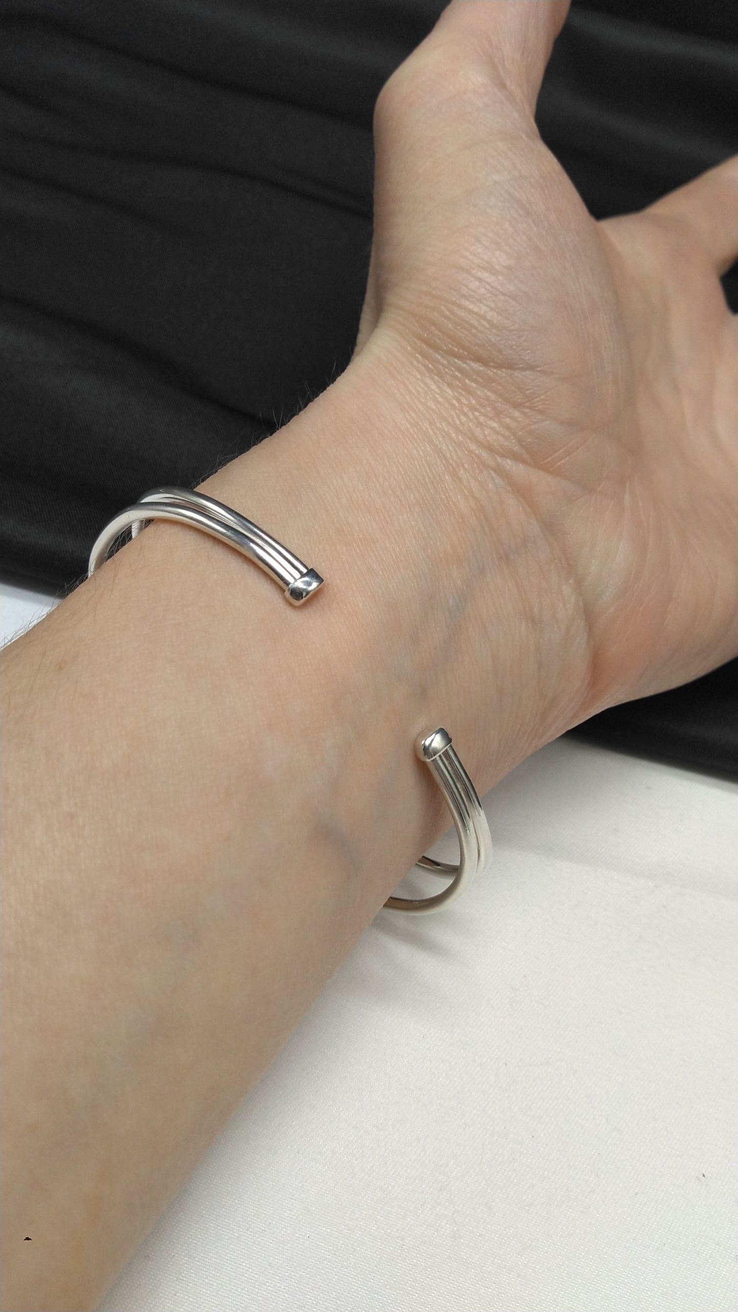 Plumeria Cuff Bracelet in Silver