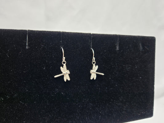 Dragonfly Dangling Earrings in Silver