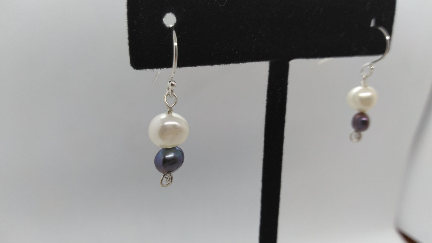 2 Pearl & Silver Earrings