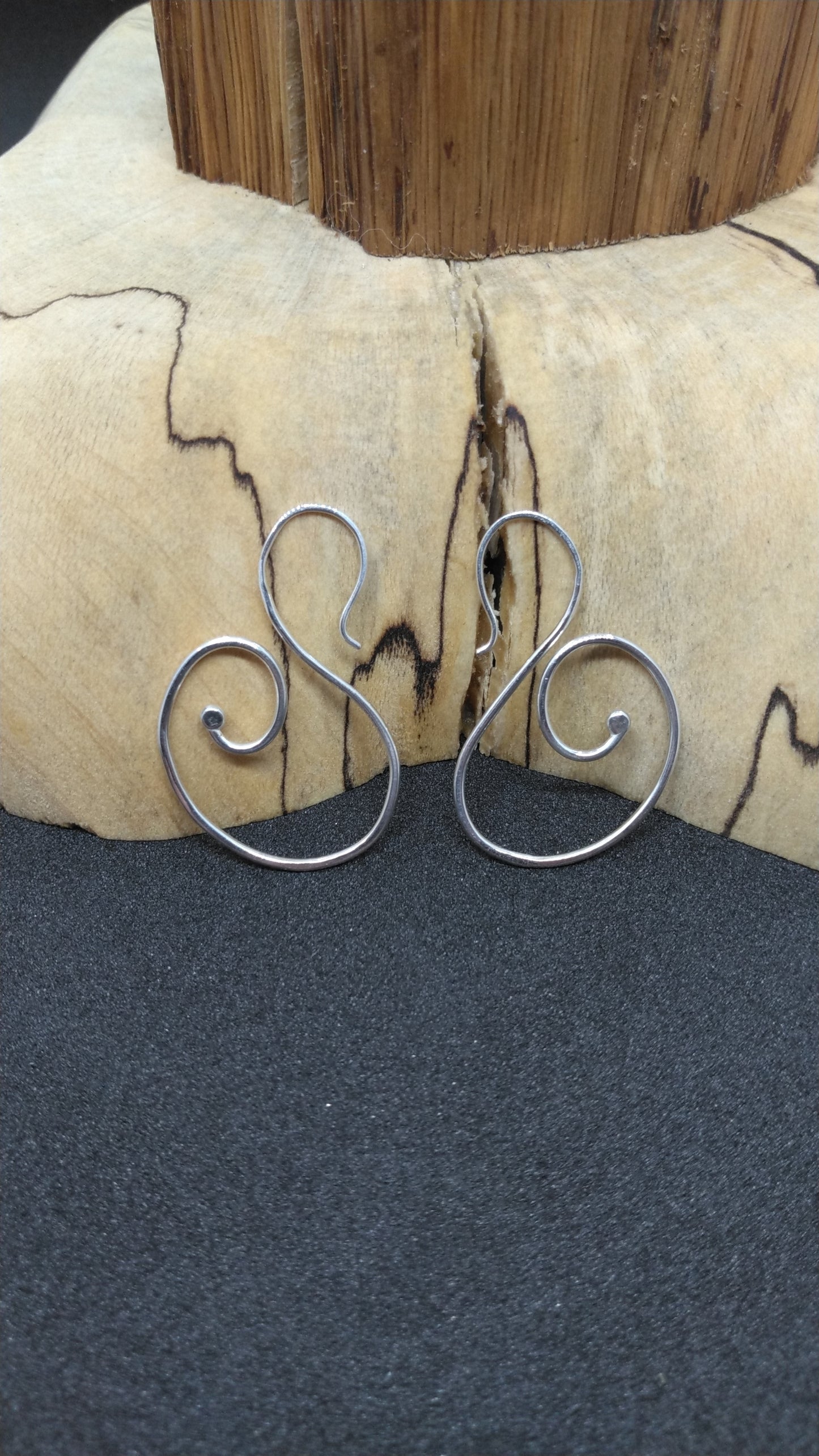 Swan Spiral Earrings in Silver