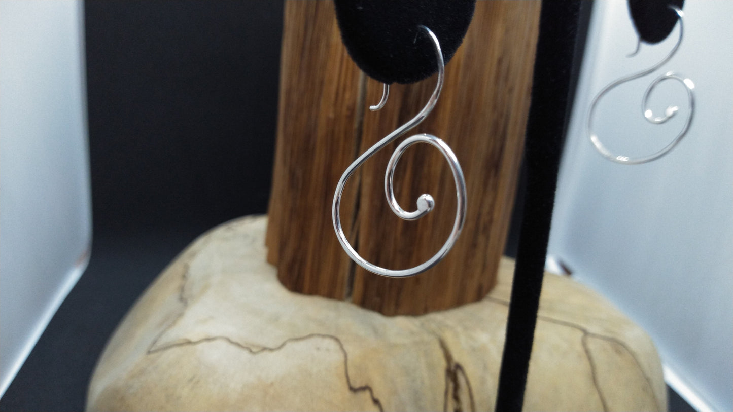 Swan Spiral Earrings in Silver