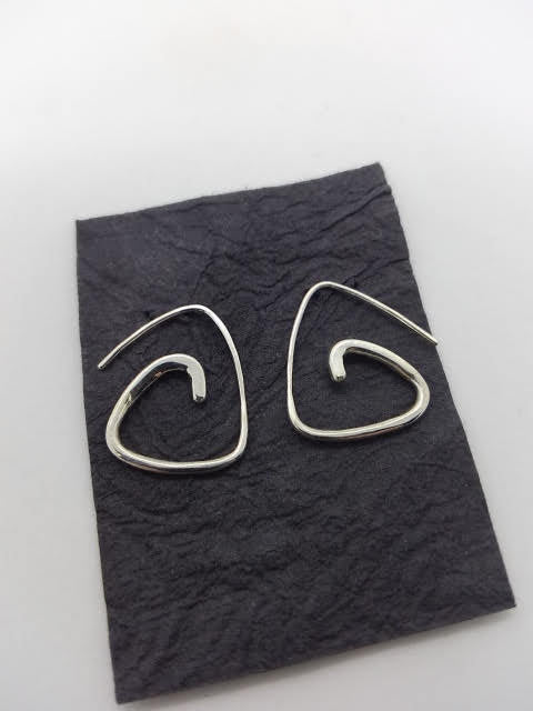 Triangle Spiral Earrings in Silver