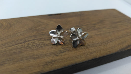 Plumeria Studs in Silver