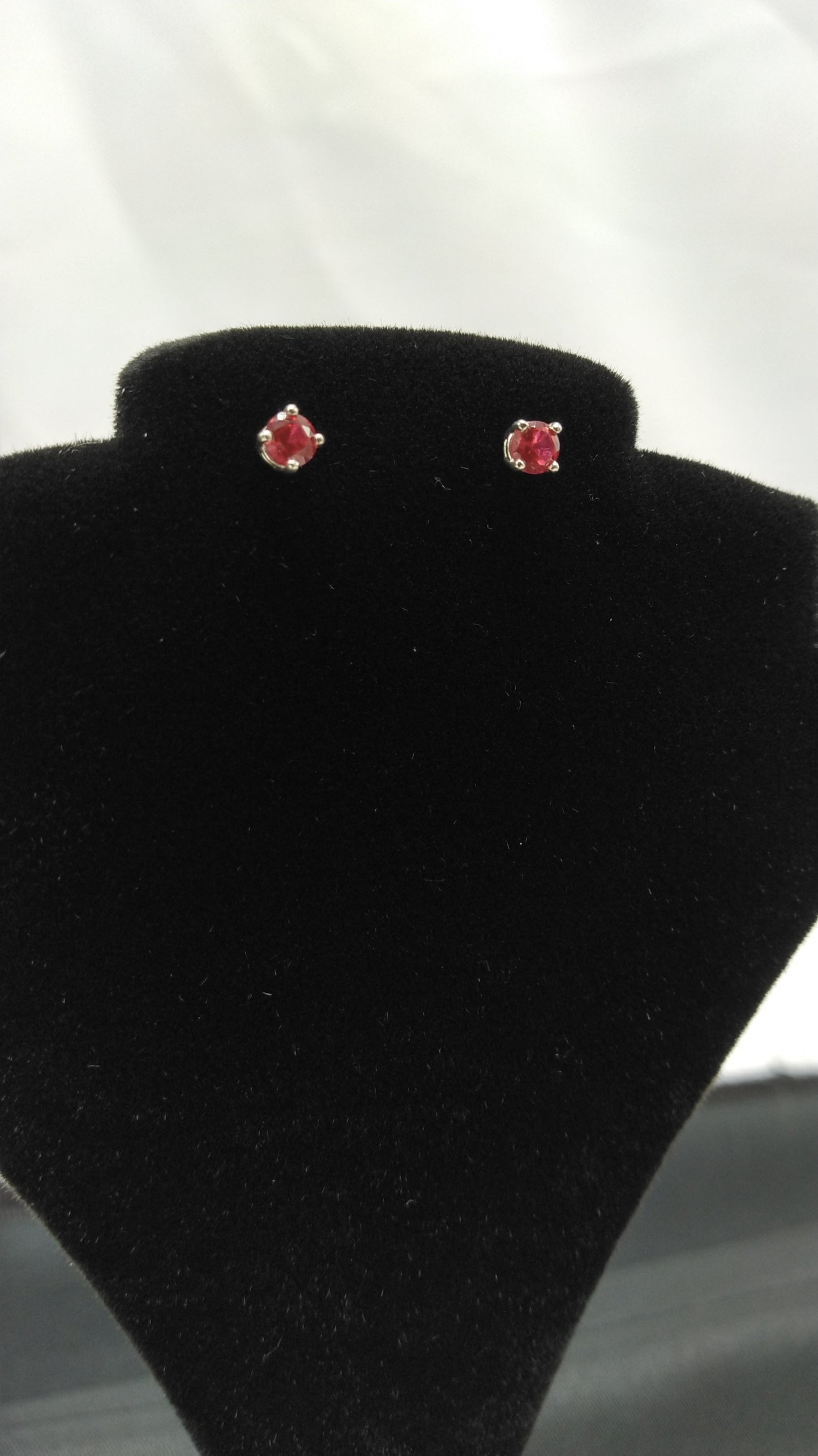 Created Ruby Round 3mm Silver Studs