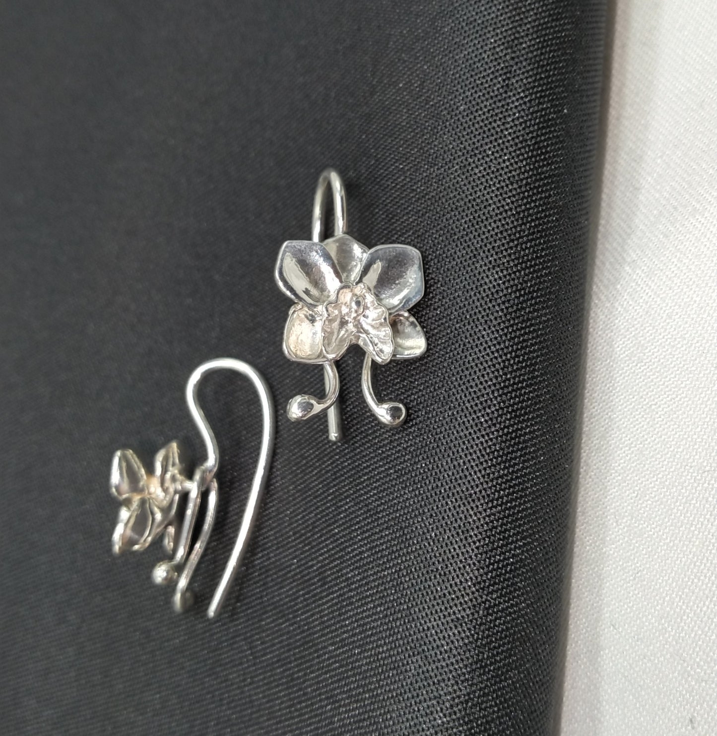 Orchid Dangle Earrings in Silver