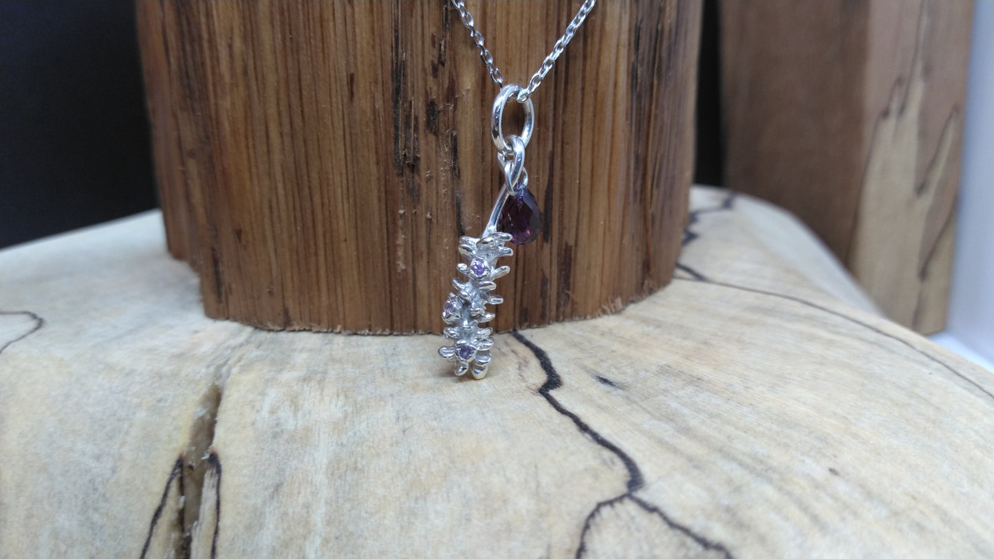 Lavender Flower in Silver with Amethysts
