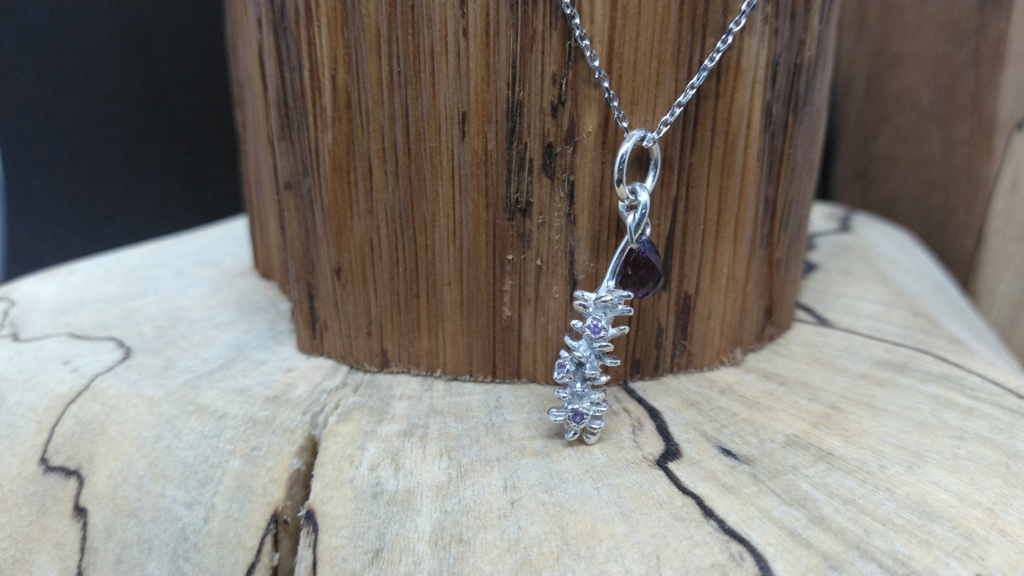 Lavender Flower in Silver with Amethysts