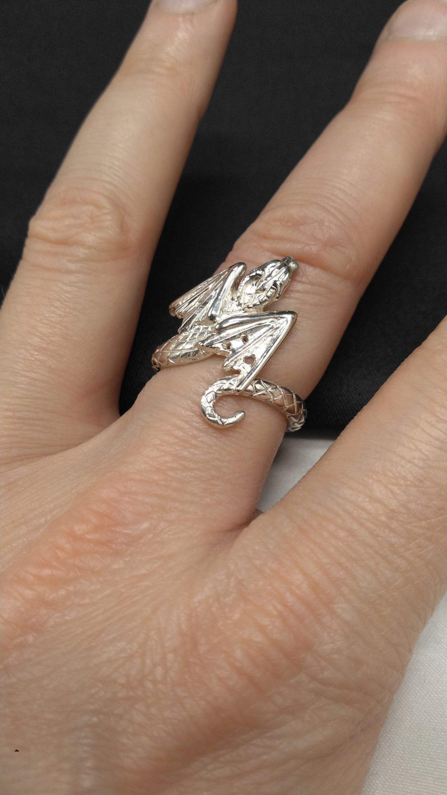 Adjustable Dragon Ring in Silver