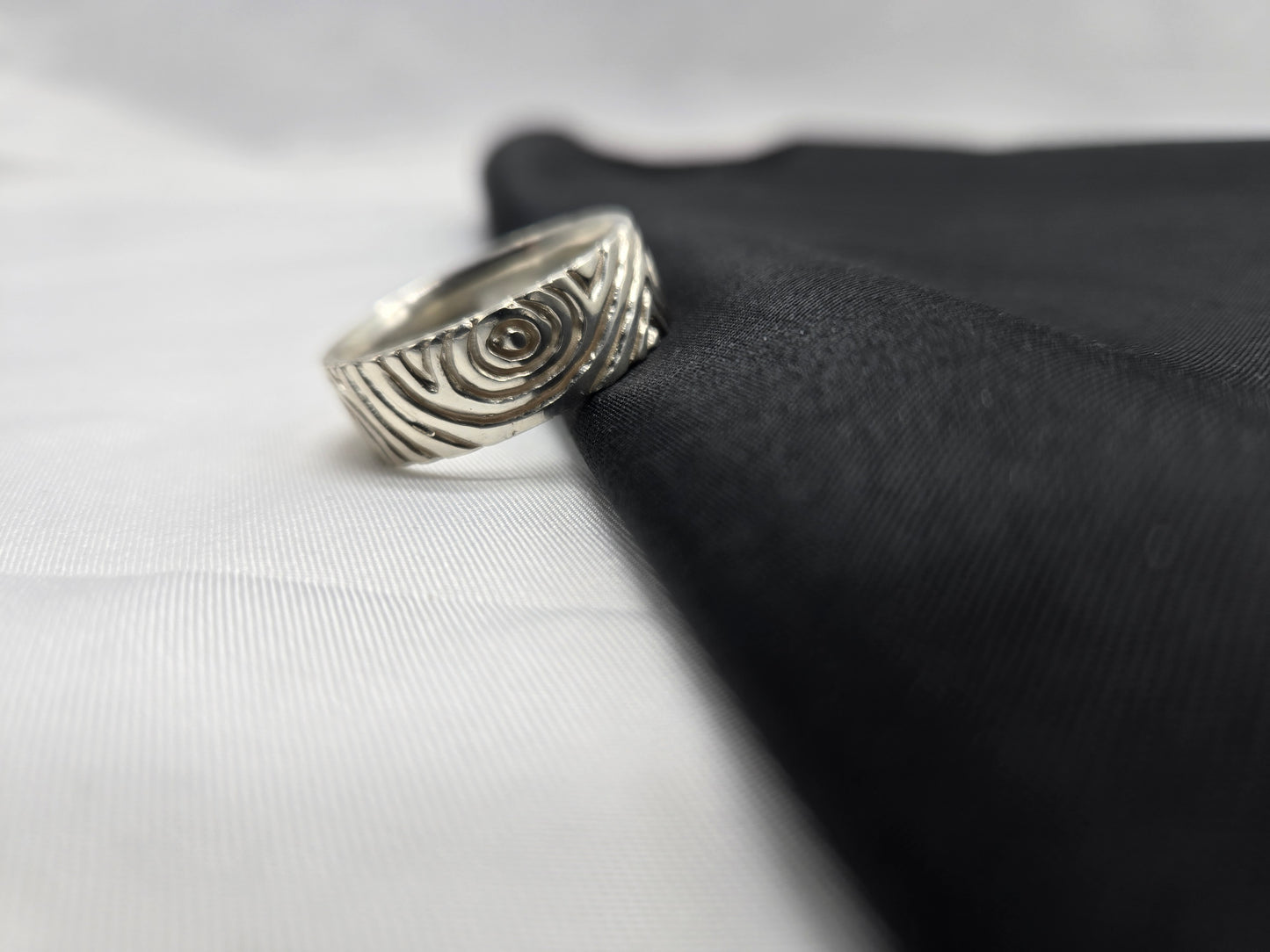 Extra Wide Woodgrain Ring in Silver