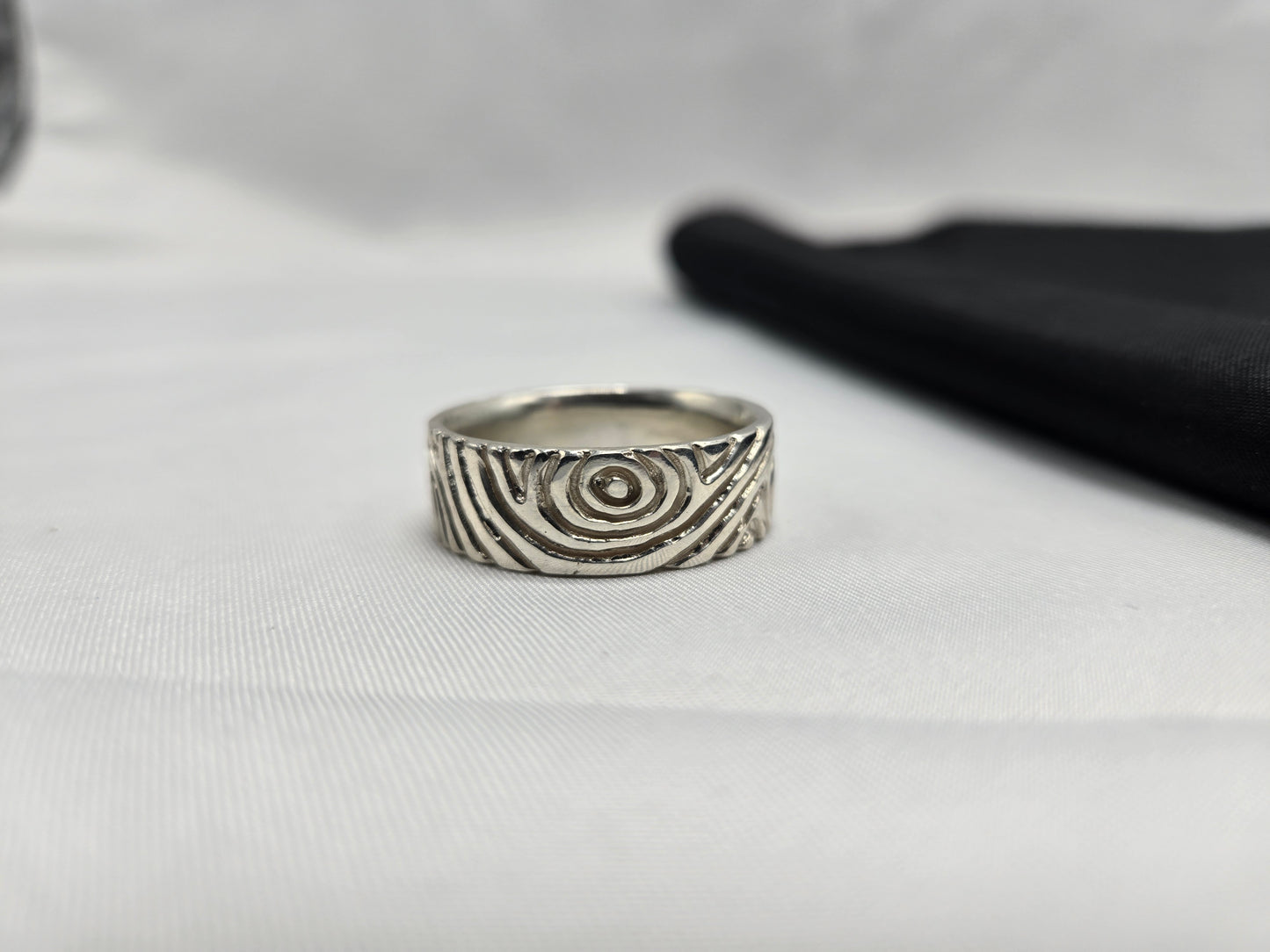 Extra Wide Woodgrain Ring in Silver