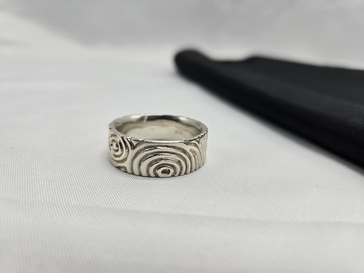 Extra Wide Woodgrain Ring in Silver