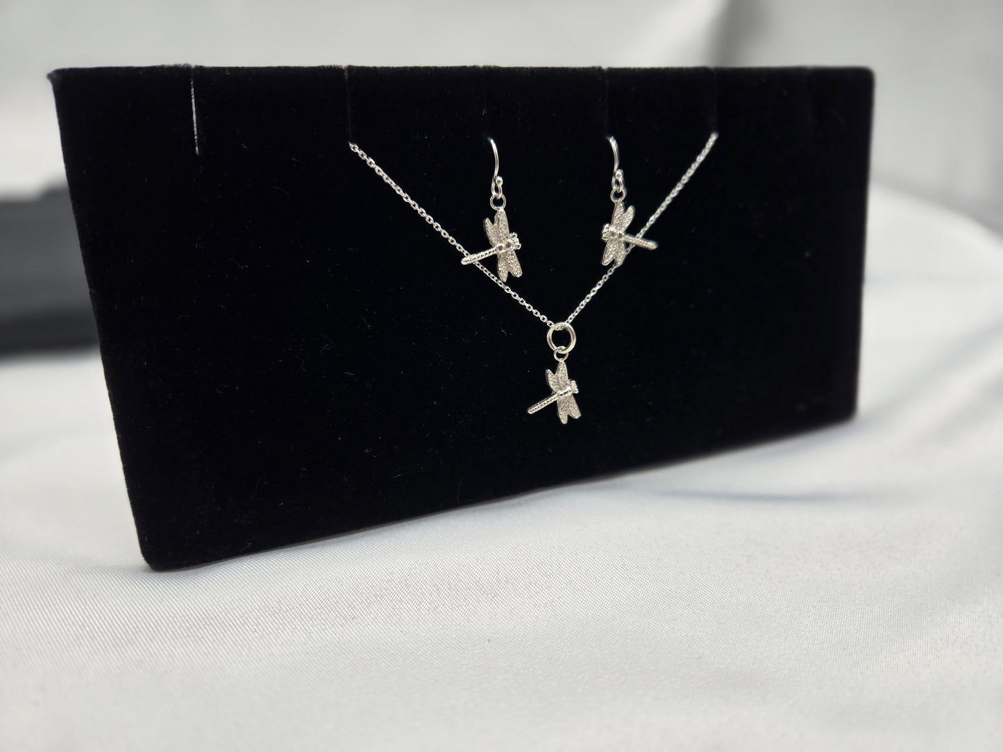 Dragonfly Necklace and Dangling Earring Set