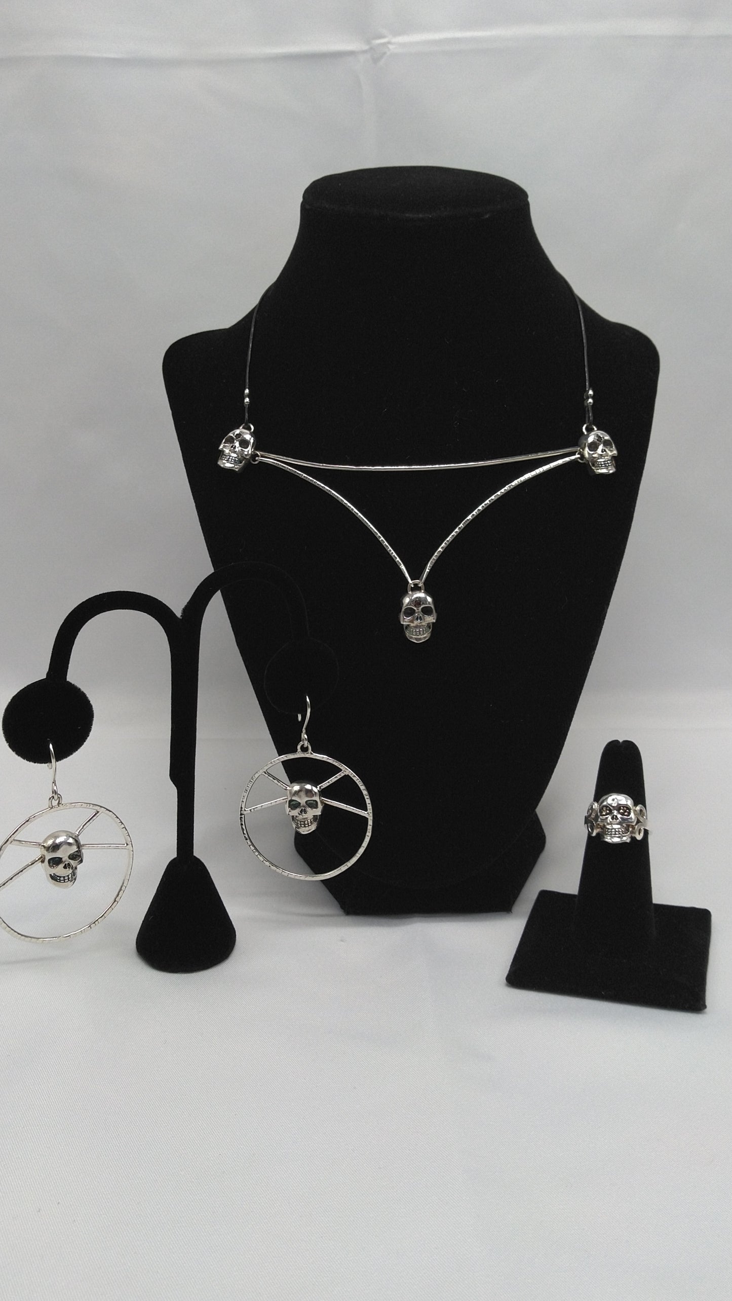 Skull Necklace, Hoop, and Ring Suite